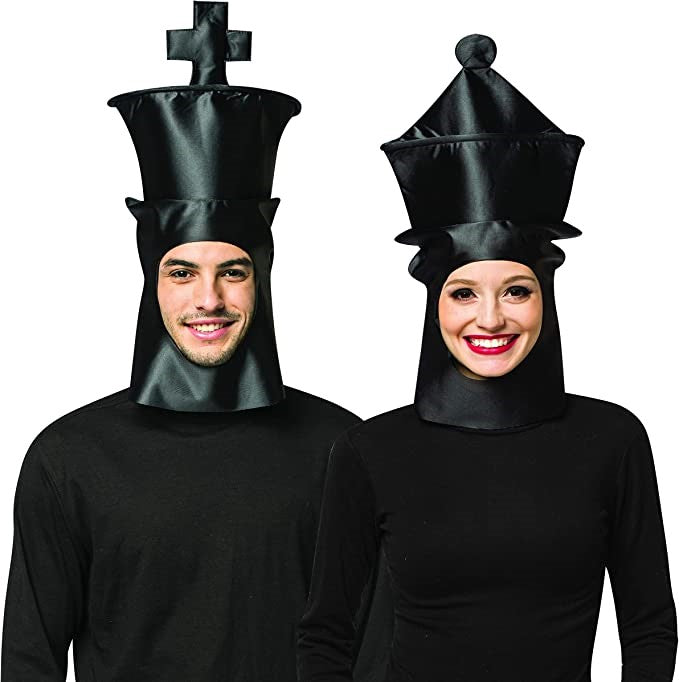 King & Queen Couples Chess Piece Halloween Mask Set, Adult One Size