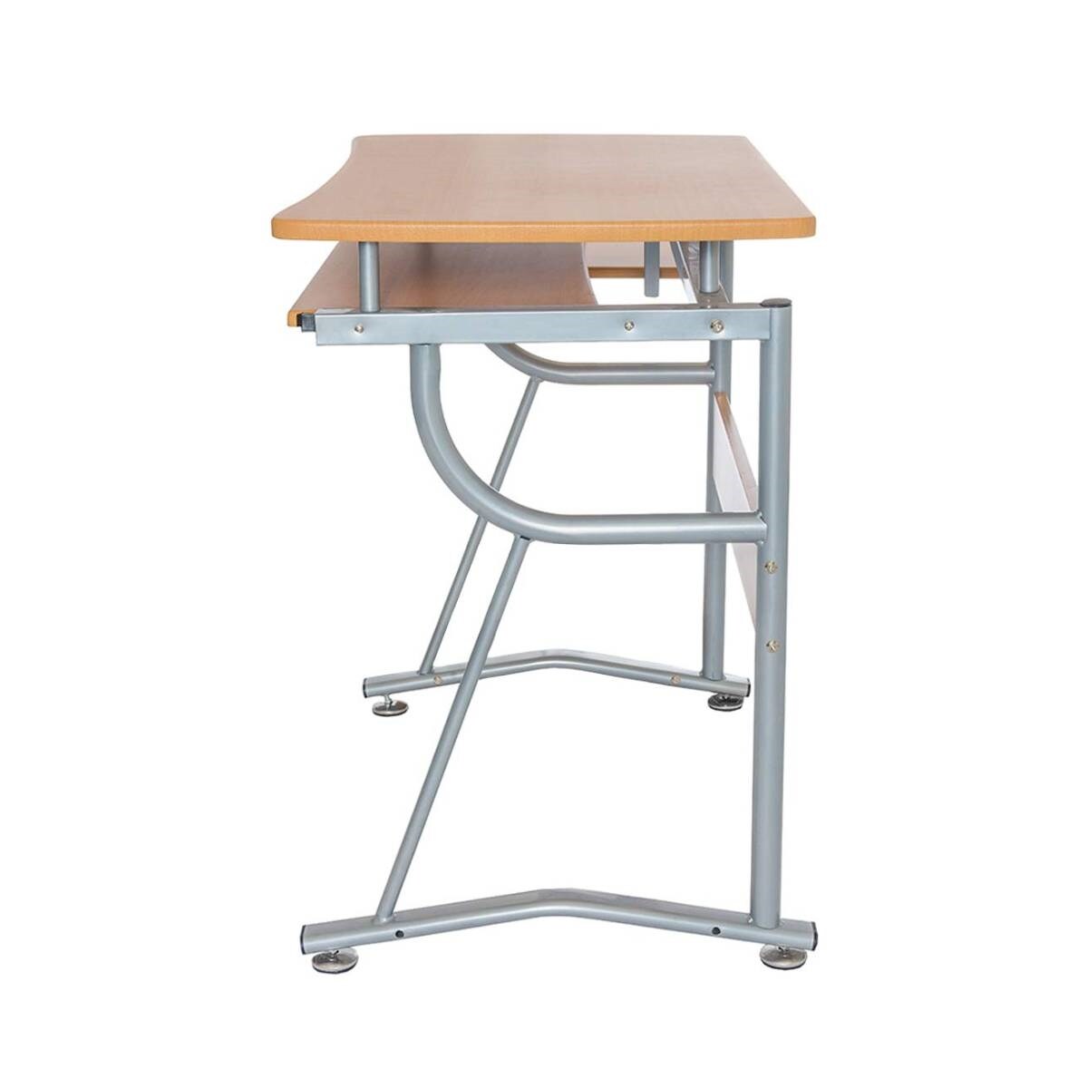 Light Cherry Compact Contemporary Computer Desk with Slide-Out Keyboard