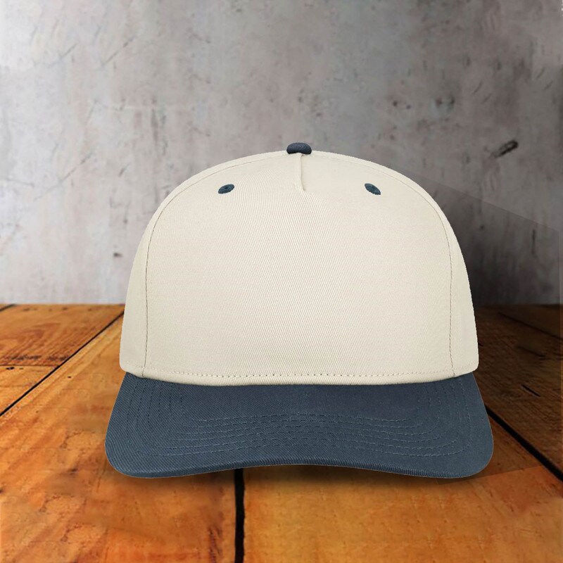 1 Count Heritage Twill Cap Mid Profile Five Panel Cotton with Contrast Eyelets Button