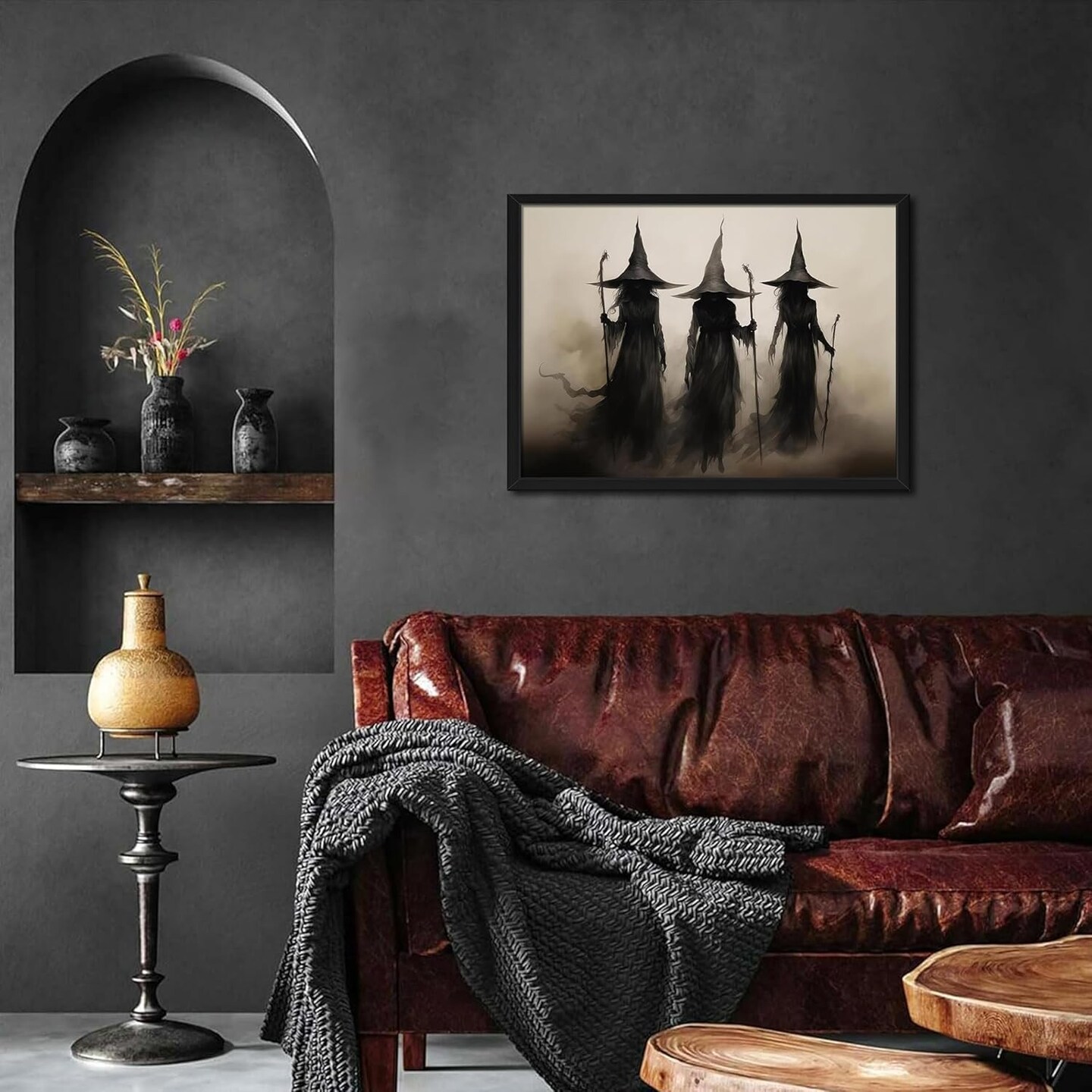16L&#x22; x 12W&#x22; Framed Vintage Witch Canvas Wall Art