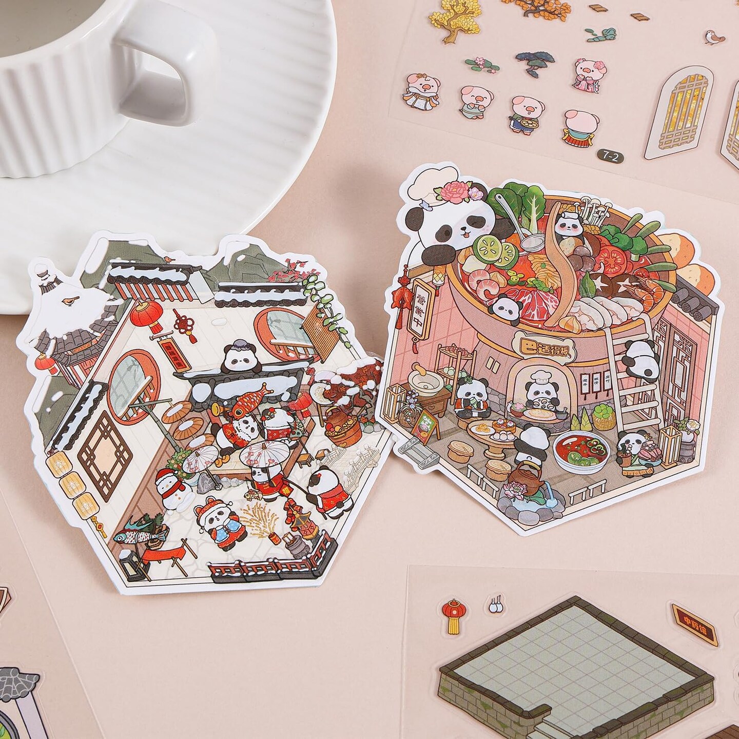 mignon 画集3点セット 20 Sets 3D Sticker Scene Book for Girls, 600+ DIY Kawaii Mini Room