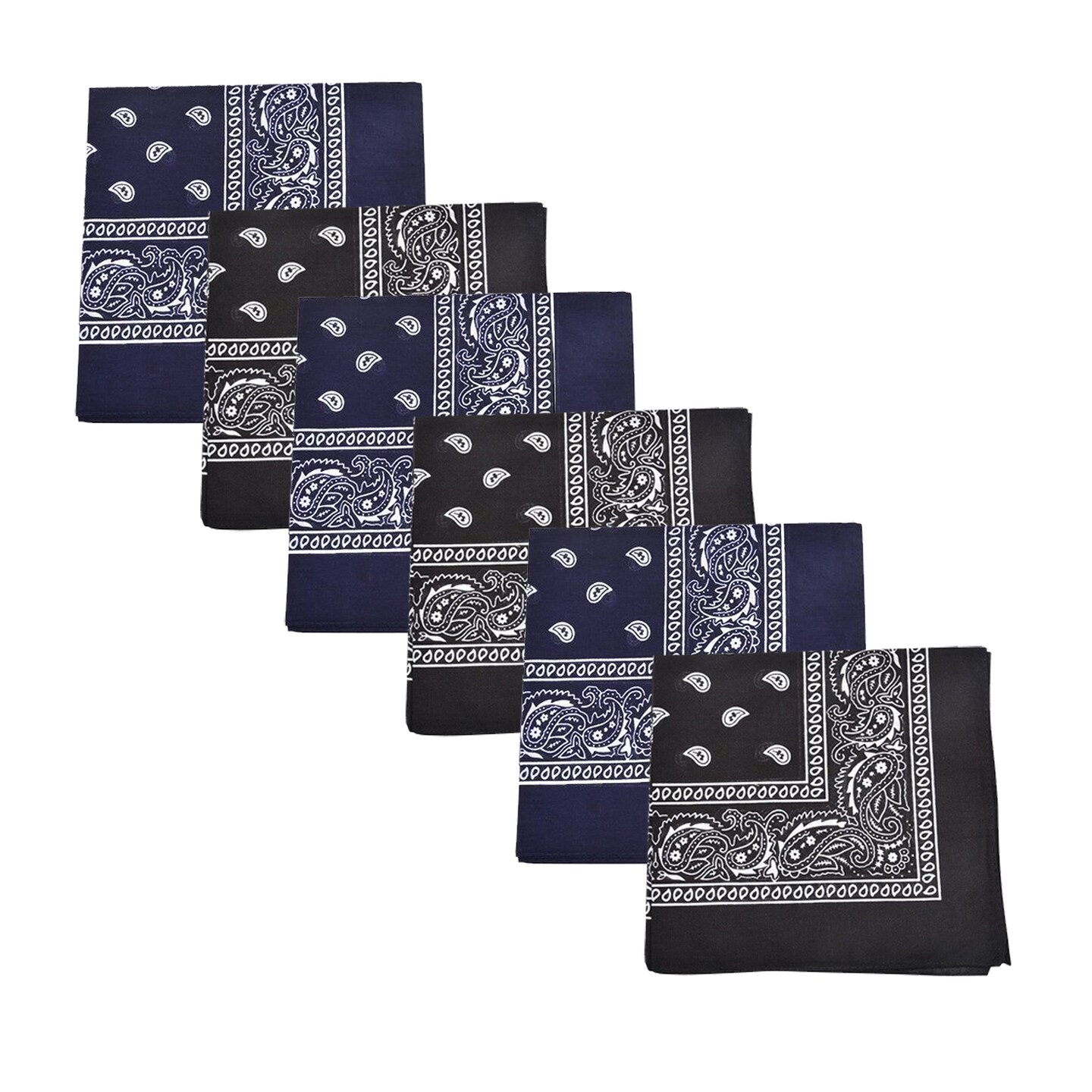 Mechaly Paisley 100% Cotton Double Sided Bandanas - 12 Pack - One Dozen