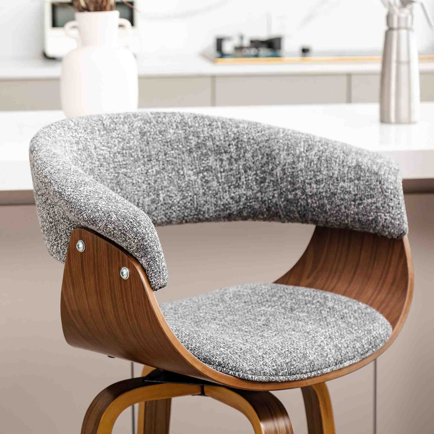 Set of 2/4 Modern Counter & Bar Height Wooden Swivel Bar Stools