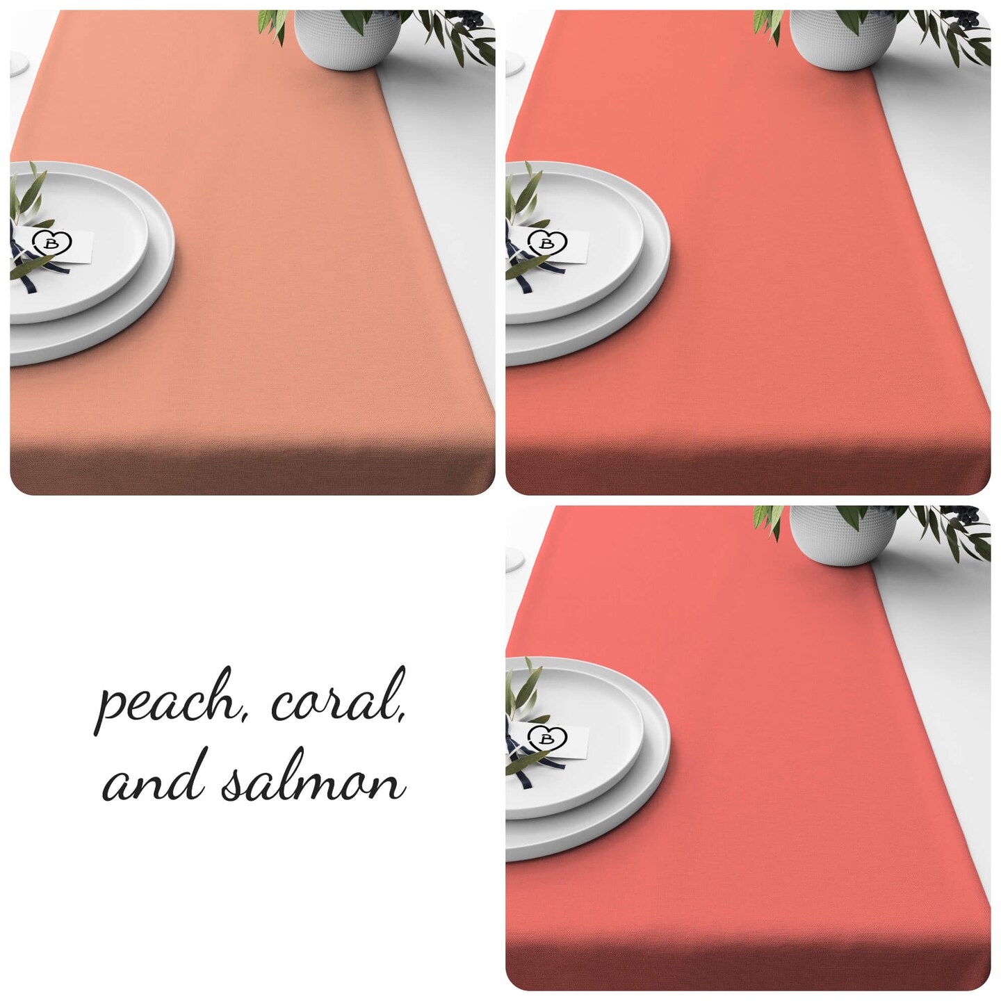 Peach Coral Salmon Table Runners Placemats USA Handmade Modern Contemporary 24 36 48 54 66 72 inches Custom Sizes Swatches product 3