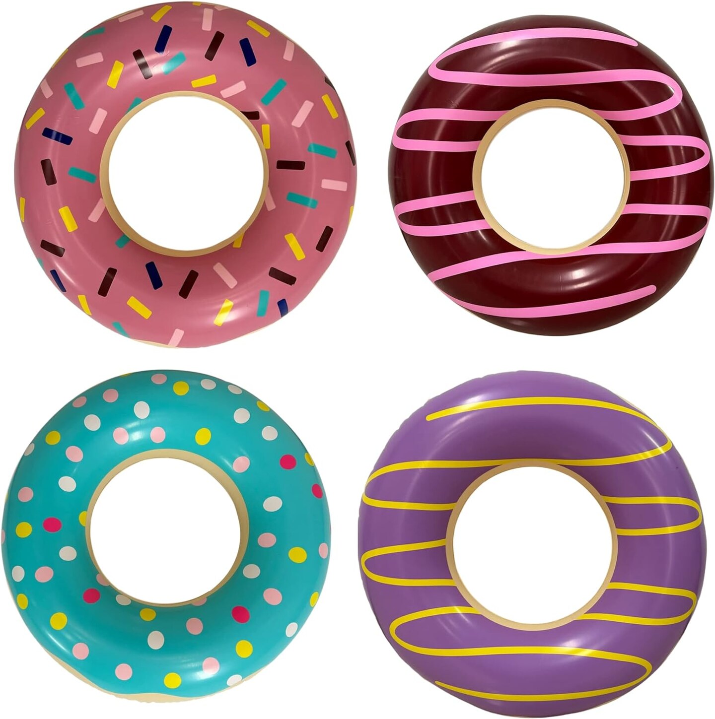 4E&#x27;s Novelty 4 Pack Mini Inflatable Donuts &#x2013; 15&#x22; Blow-up Donut Decor for Donut Party Favors