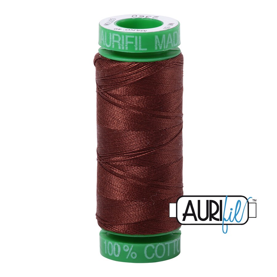 Chocolate (2360) | 40wt Small Spool (150M / 164Y) | Aurifil Thread ...