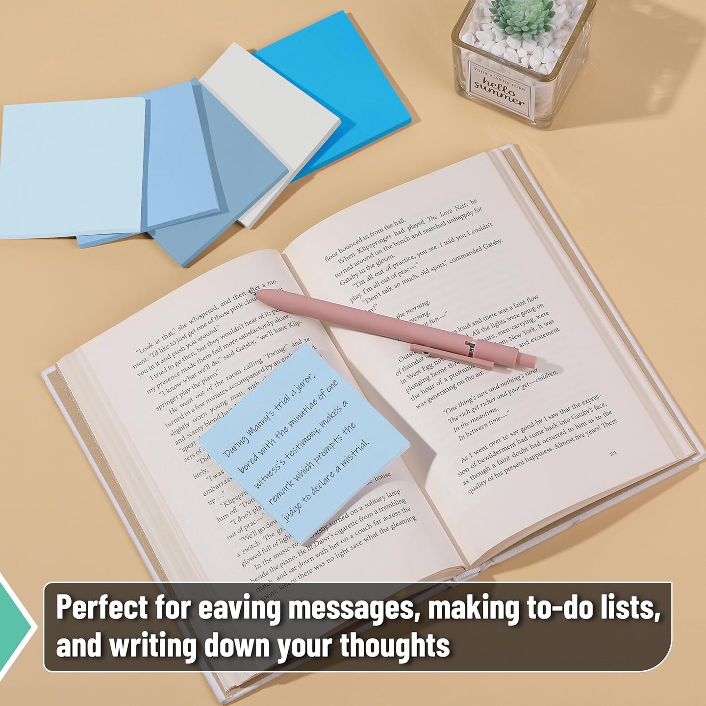 Sticky Notes, 12 Pads, 600 Sheets, Sky Blue Tones