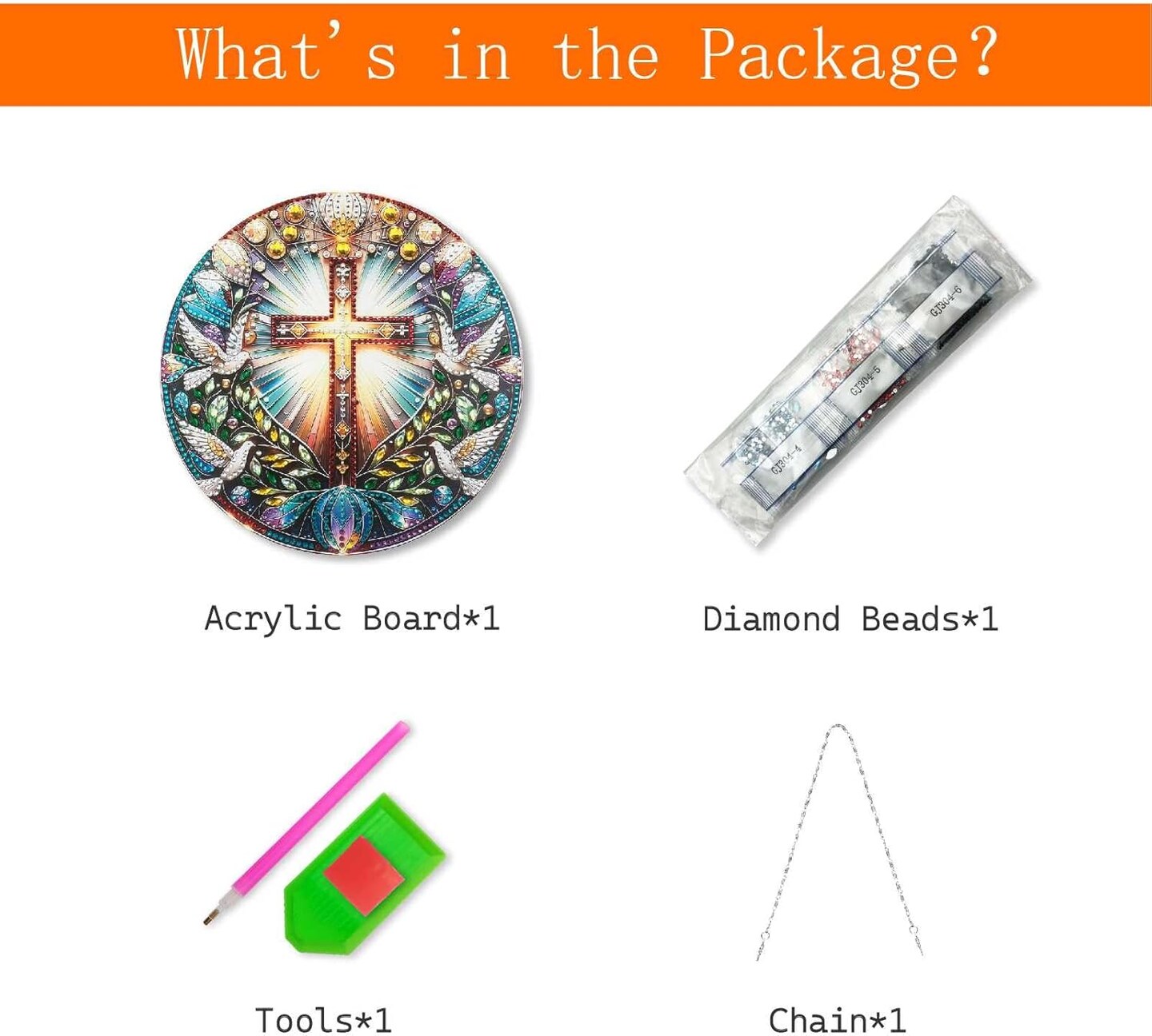 Christian Cross Dove Diamond Art Acrylic Hanging Kit for Adults, Religious DIY Special Shaped Diamond Painting kits Window Pendant Ornament(Peace Dove and Cross)