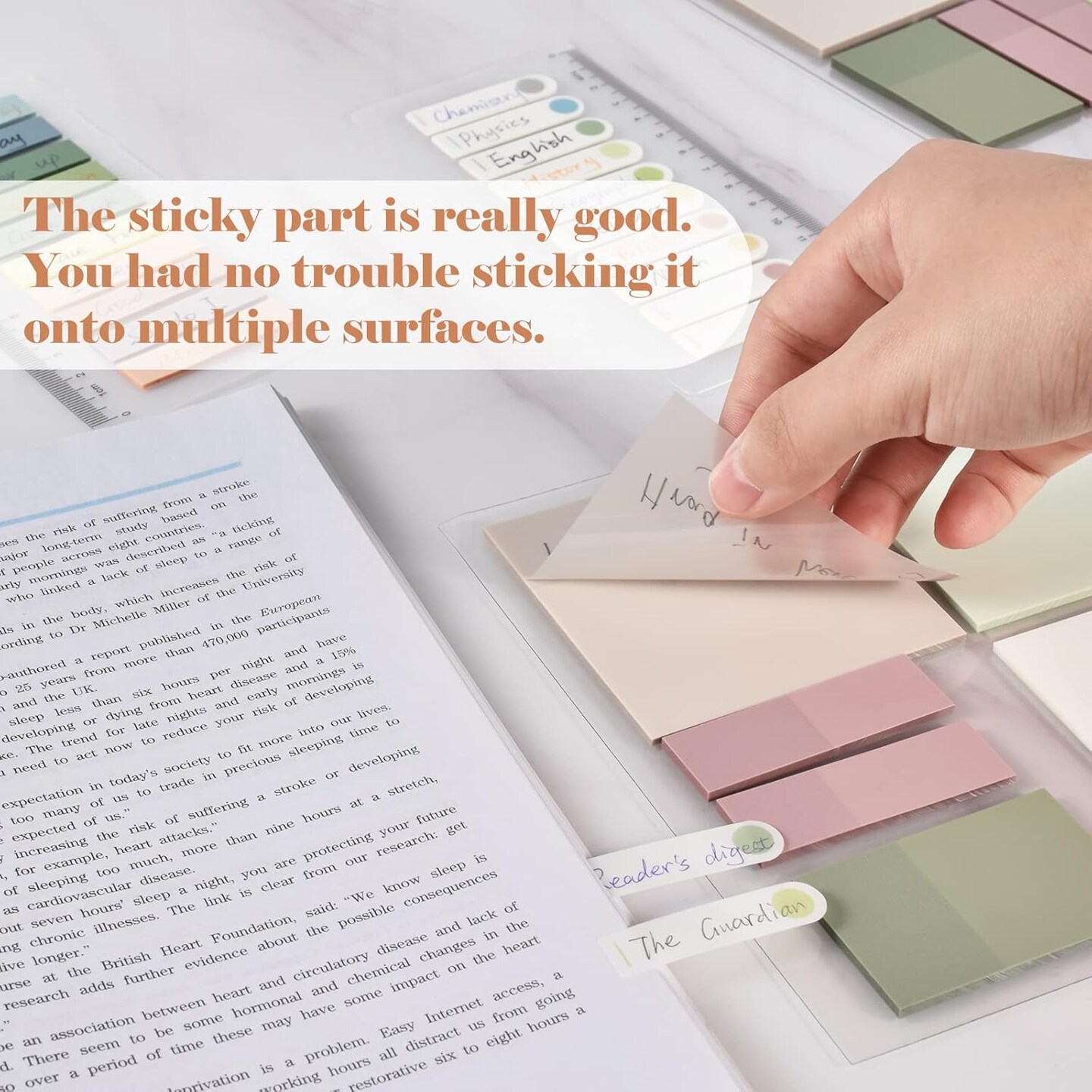 700 Sheets Transparent Sticky Notes, Clear Waterproof See Through Memo Pad, Self-Adhesive Translucent Writable Index Tabs for Annotating Books, Office &#x26; School Study Supplies