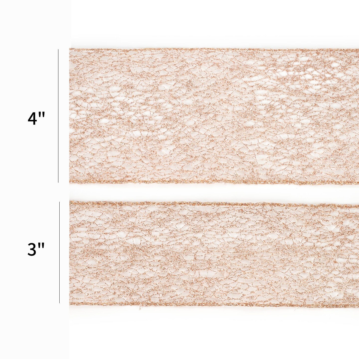 LaRibbons 4&#x22; Mesh Wired Ribbon | Rose Gold | 10 Yard Roll