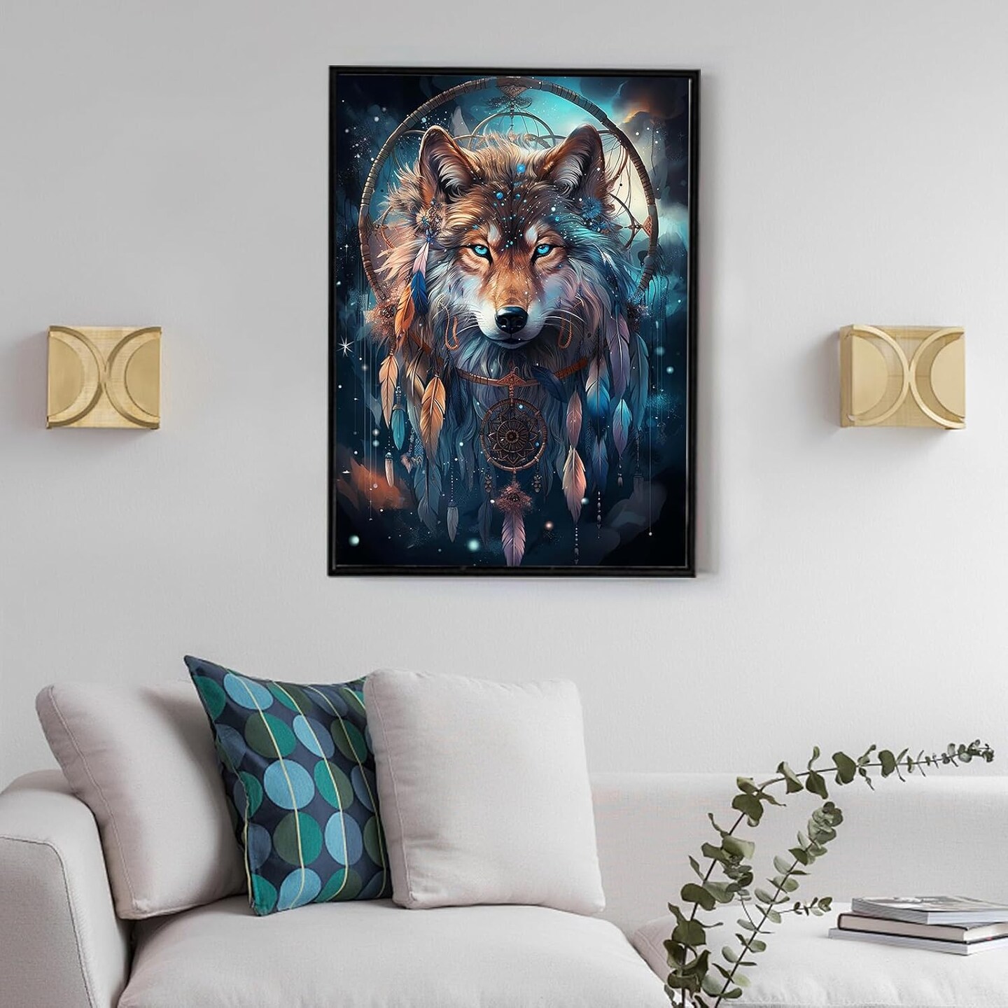 Wolf Diamond Painting Kits for Adults Beginners, Dream Catcher Diamond Art Kits for Adults, Wolf DIY 5D Full Drill Crystal Gem Art Diamond Dots for Gifts Home Wall Decor 12x16 inch