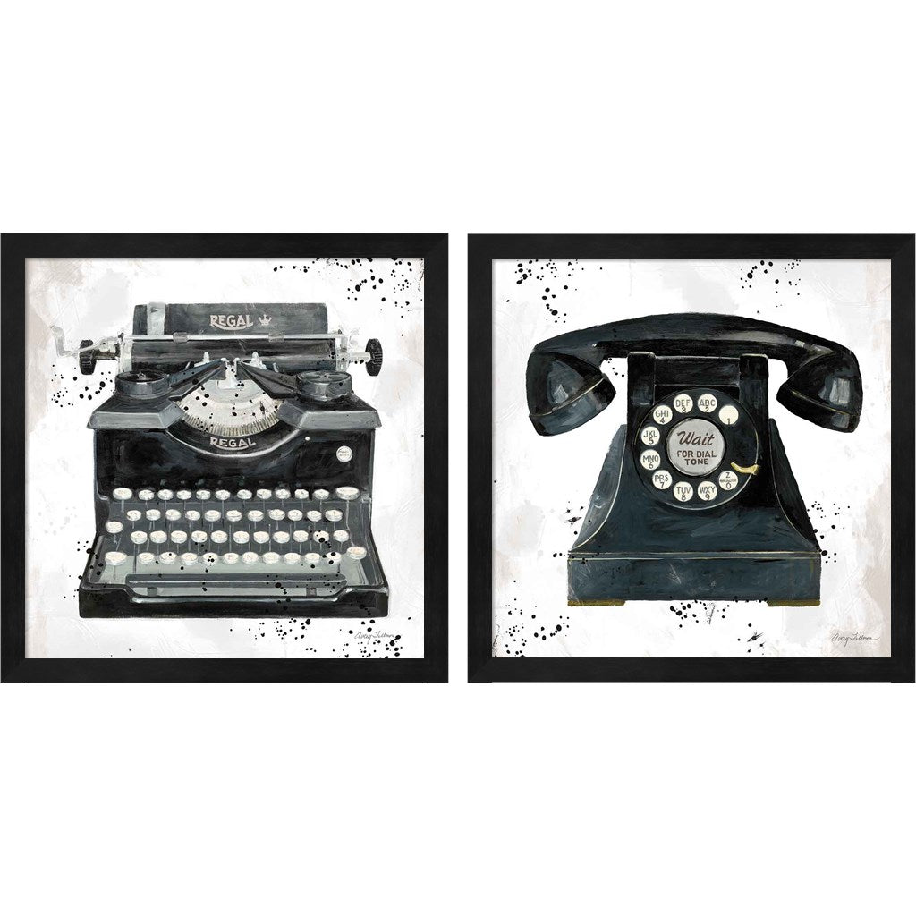 Graffiti Typewriter & Telphone by Avery Tillmon, 2 Piece Black Framed Art Set