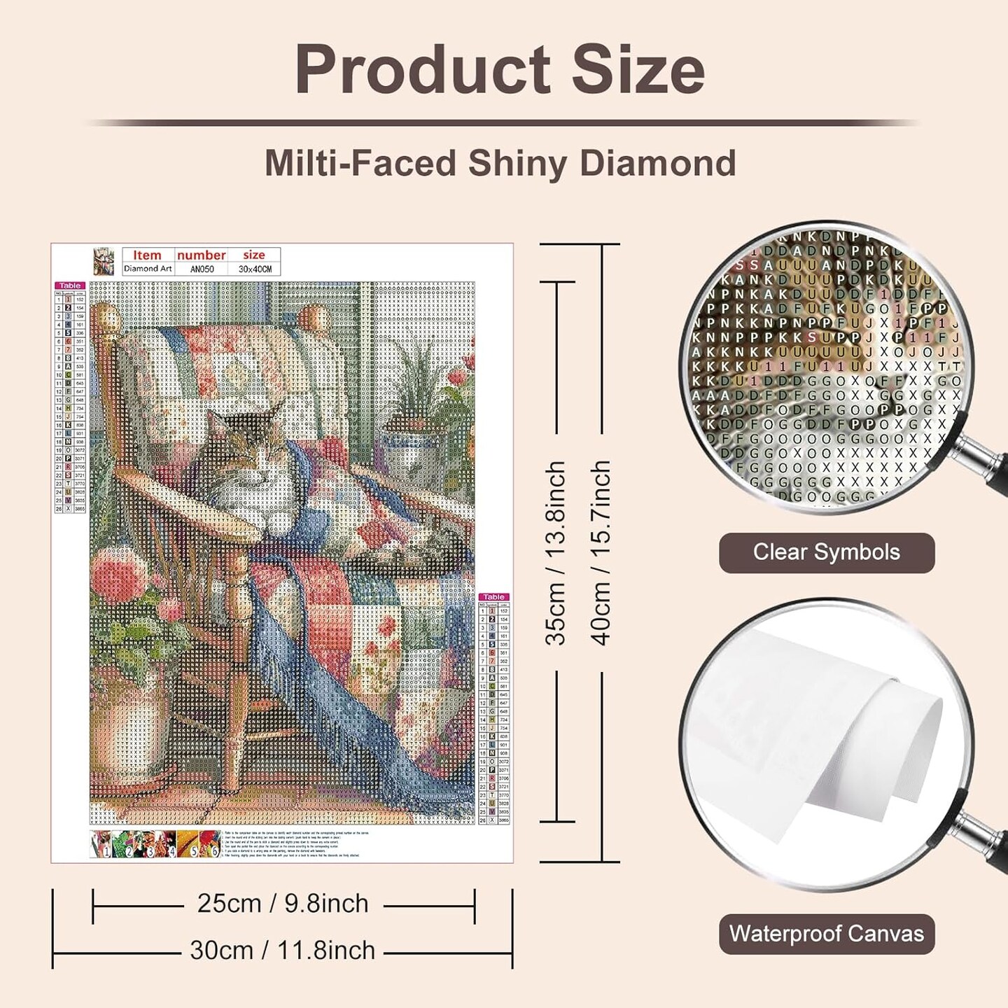 Cat 5D Diamond Painting Kit for Adults – Full Drill DIY Art, Beginner-Friendly 12x16 Inch Wall Décor & Gift