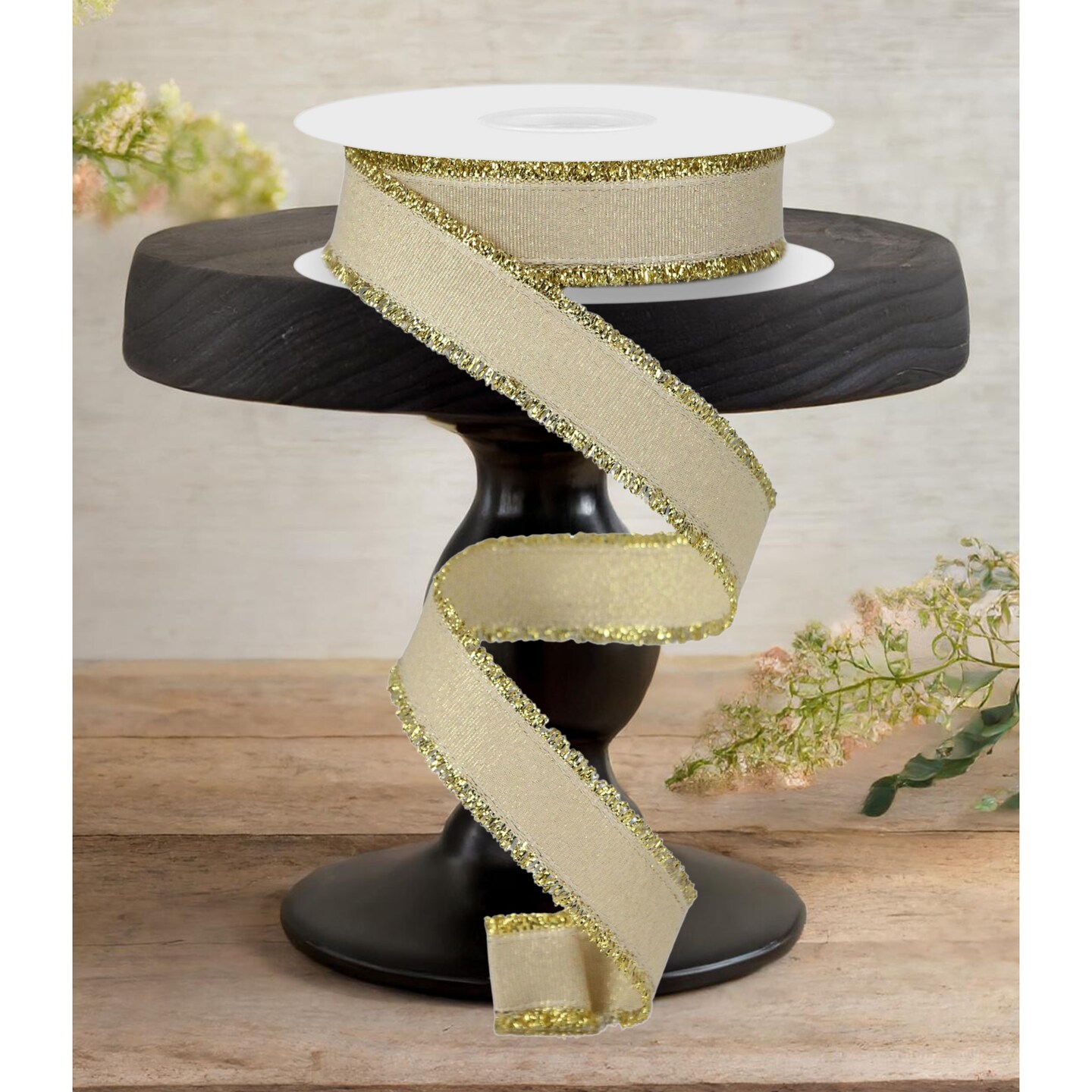 7/8&#x22; Fuzzy Edge Ribbon: Gold (10 Yards)