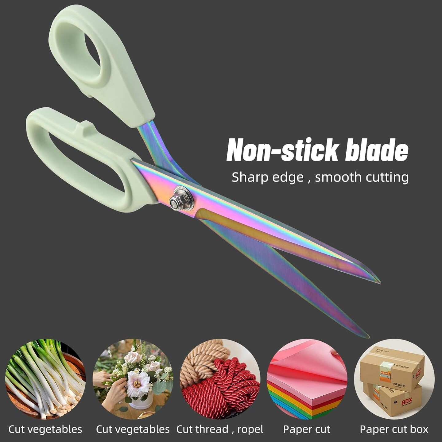 Premium Fabric Scissors Heavy Duty Multi-Purpose Titanium Coated Stainless Steel Leather Sewing Tailor&#x27;s Scissors with Comfortable Handles, Craft Clothing shears