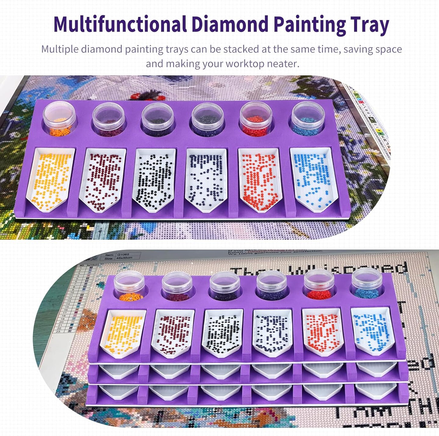 Diamond Painting Tray Organizer for Rhinestones and Beads 14.6 x 6.5 in