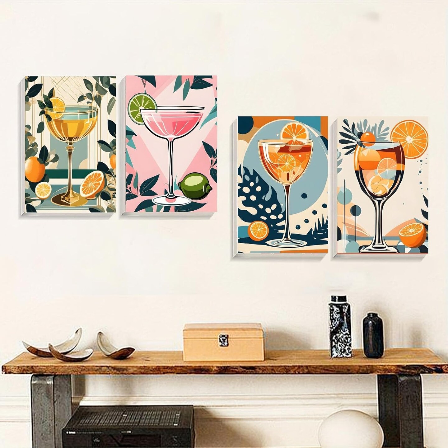4 Pack Paint by Numbers Kit for Adults with Framed, Easy Paint by Number Kits On Canvas with Wooden Easel, Adults Painting by Numbers for Beginner Home Decor 8x12inch