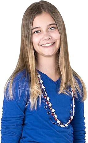 4E's Novelty Patriotic Beads – 72 Pack Red White Blue Beaded Necklaces, 4th of July Party Favors