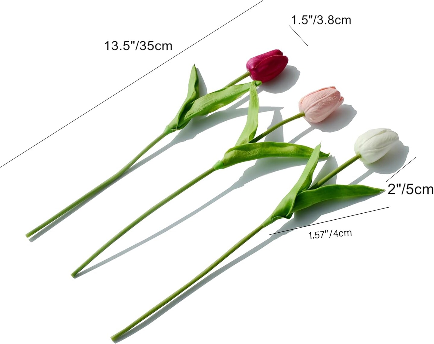 20pcs Shades of Pink Artificial Tulip Silk Fake Flowers 13.5&#x22;