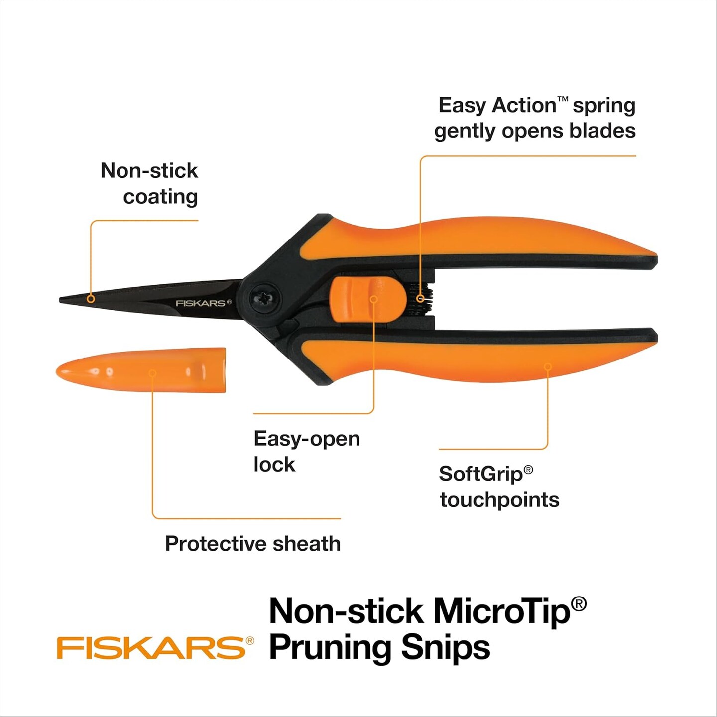 Pruning Snips - 6&#x22; Garden Shears with Comfort Grip and Spring Action - Sharp and Precise Non-Stick Steel Blades - Quality Pruning Shears for Plants in Grow Tents and Hydroponics - 2 Pack