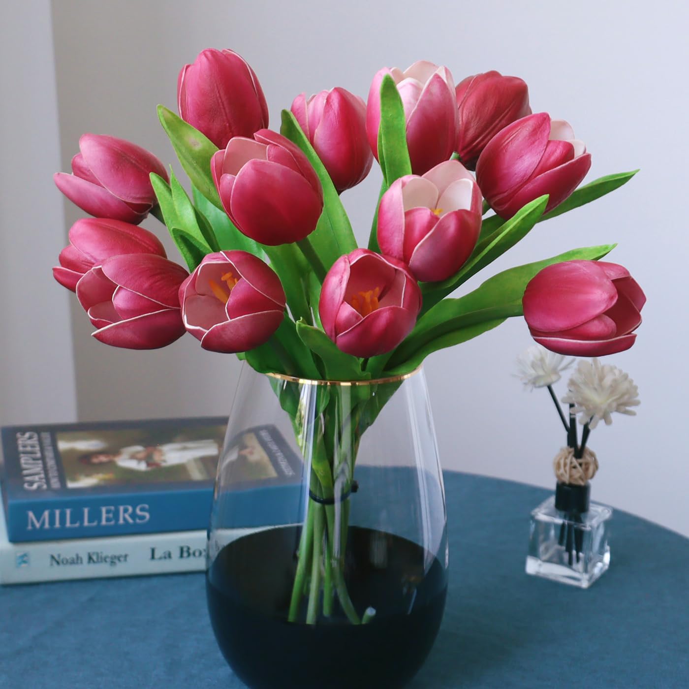 11PCS Wine Red Artificial Tulip Flowers for Valentine's Day, Mother's Day & Wedding Decorations