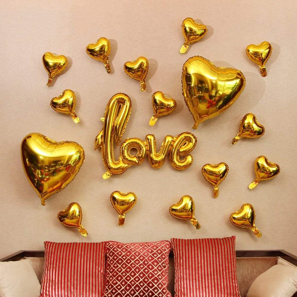 Large Gold Foil LOVE Balloons Banner,42 Inch Mylar Foil Letters Balloons for Wedding Bridal Shower Anniversary Mothers&#x27; Day Engagement Party Decorations Supplies