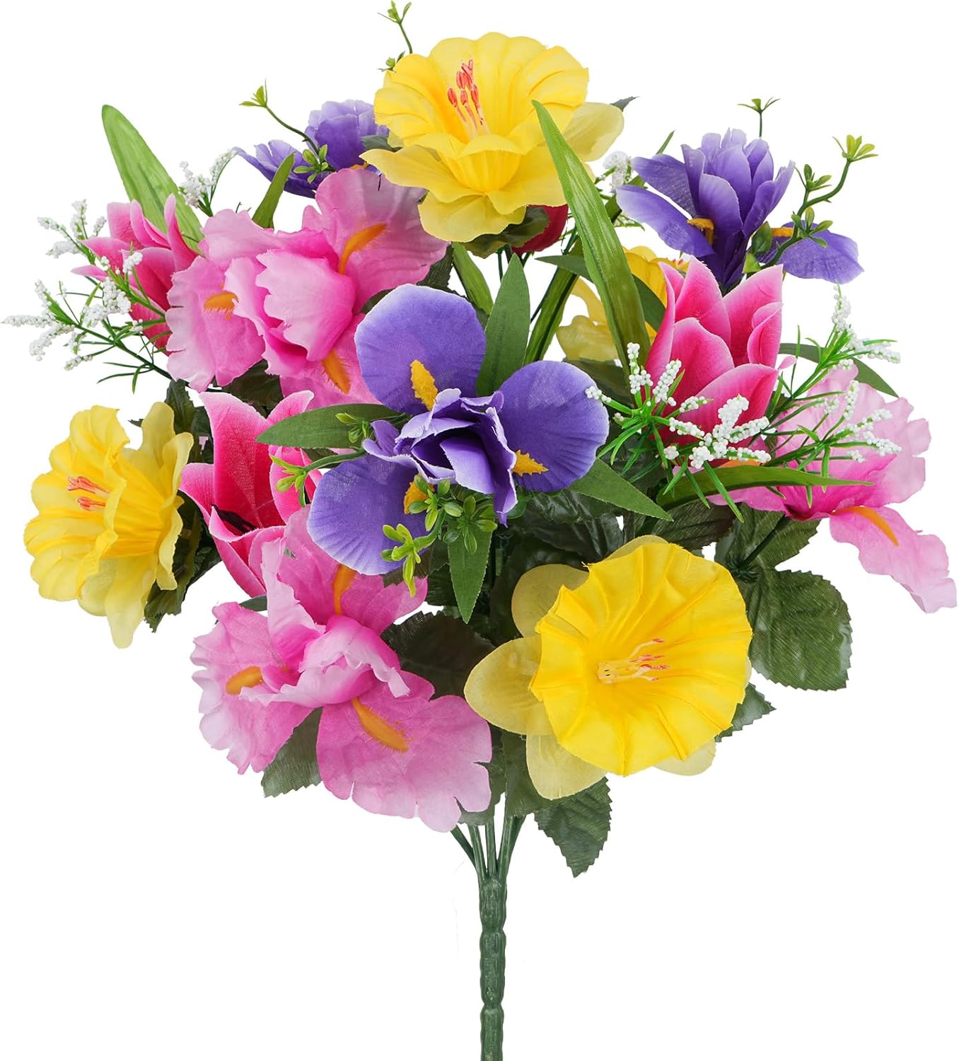 14 Stems Fake Silk Flowers Bouquet Artificial Daffodils with Tulips Flowers