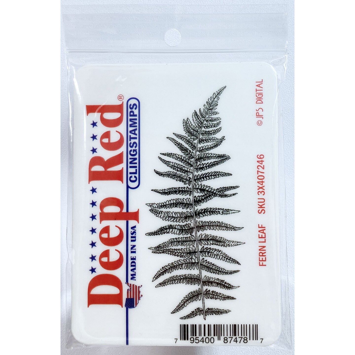 Deep Red Stamps Fern Leaf Rubber Cling Stamp