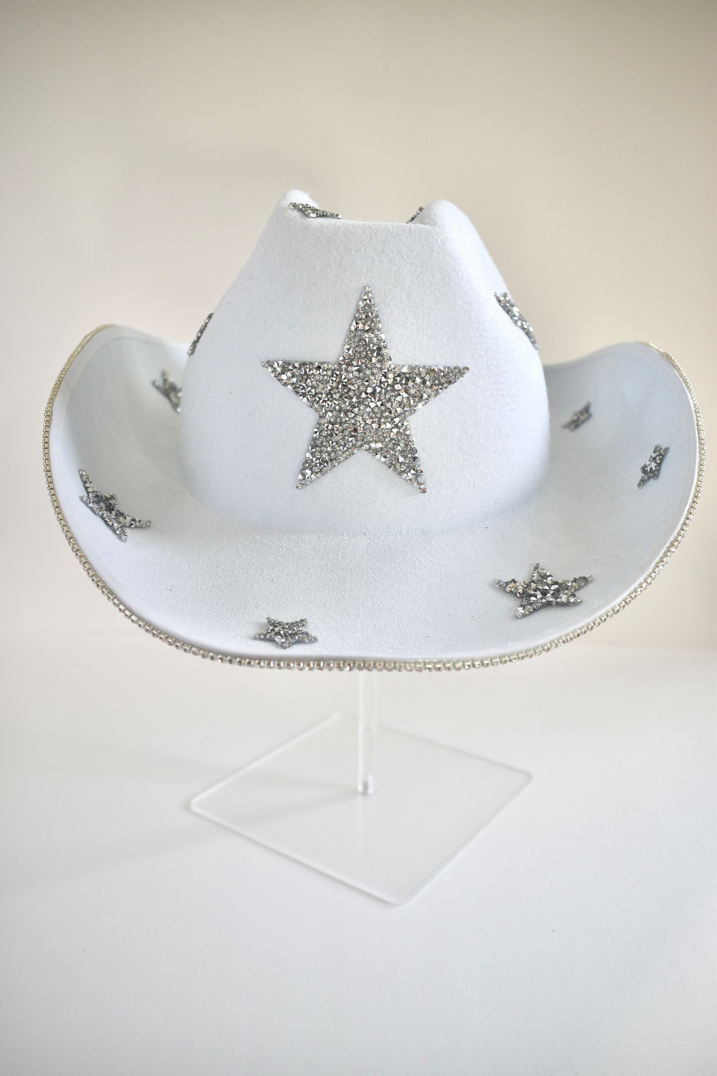 3231 Cowboy Hat For Women Men With Sparkly Stars Brim & Rhinestone Belt Rhinestone Star Cowboy Hat,brown Cowboy Hat, Wedding, Bride  main image 2