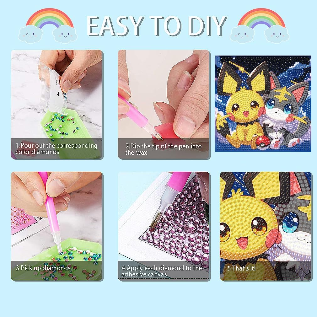 4 Packs DIY Cartoon Diamond Art Kits for Adults, Diamond Arts Mosaic Kits for Beginner DIY Diamond Painting Kits