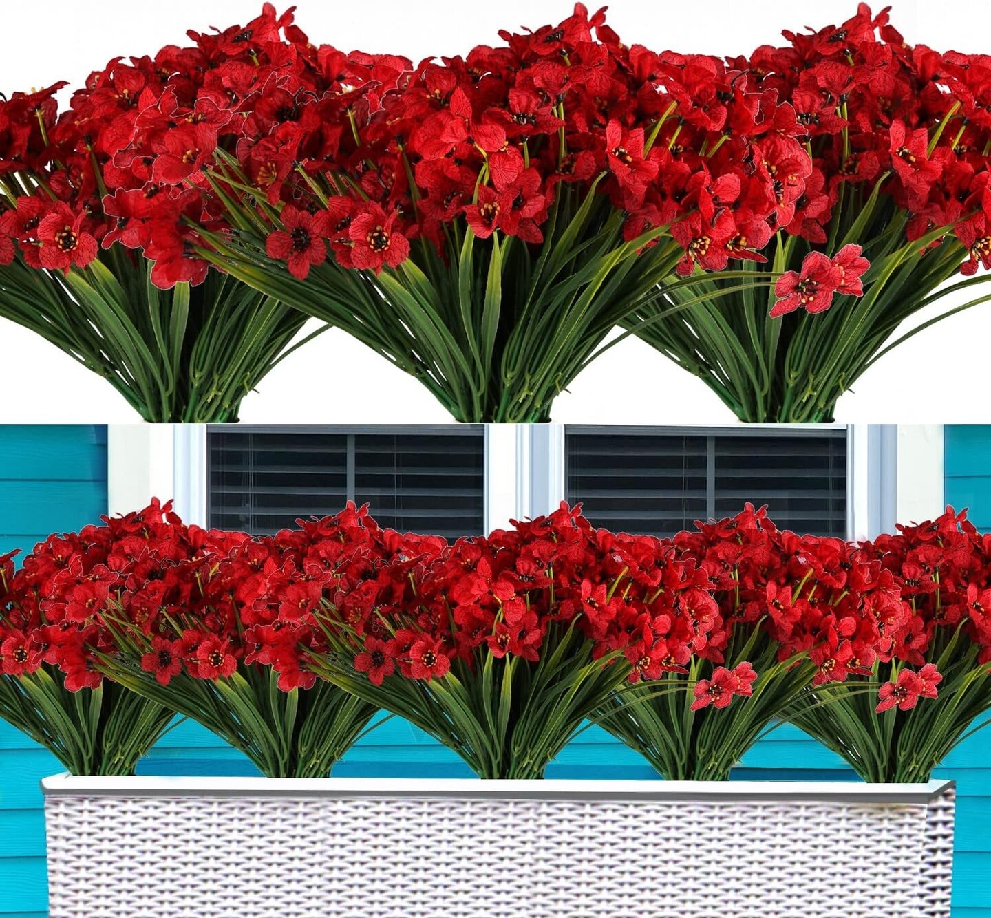 20 Bundles Artificial Flowers Outdoor UV Resistant Fake Flowers No Fade
