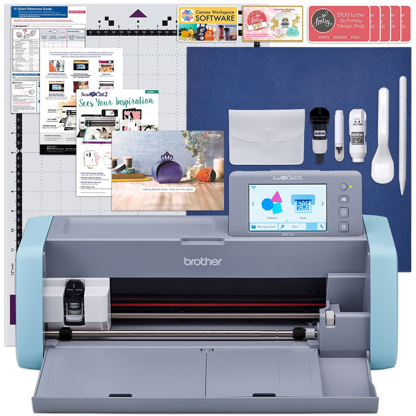 Brother ScanNCut SDX125e Wireless Bundle w/ Oracal Vinyl & Siser HTV