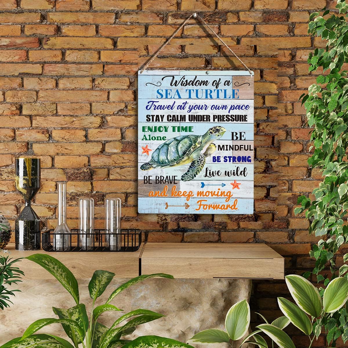 Sea Turtle Wooden Wall Sign 10x8” – Inspirational Home & Office Decor