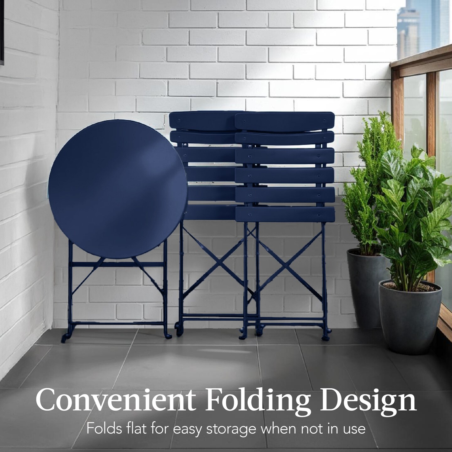 Best Choice Products 3-Piece Small Bistro Set, Folding Patio Furniture Set of 2 Chairs and Table