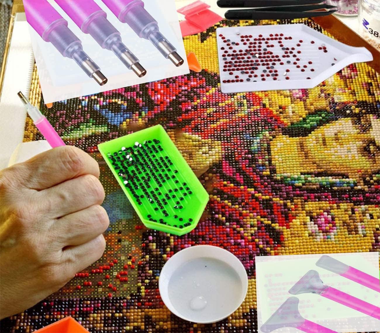 Diamond Painting Accessories &#x26; Art Tool Supplies-60PCS Diamond Painting Glue Clay-DIY Embroidery Wax Tacky Kit-Glue Dot Clay Paint Pen for Craft 5D Cross