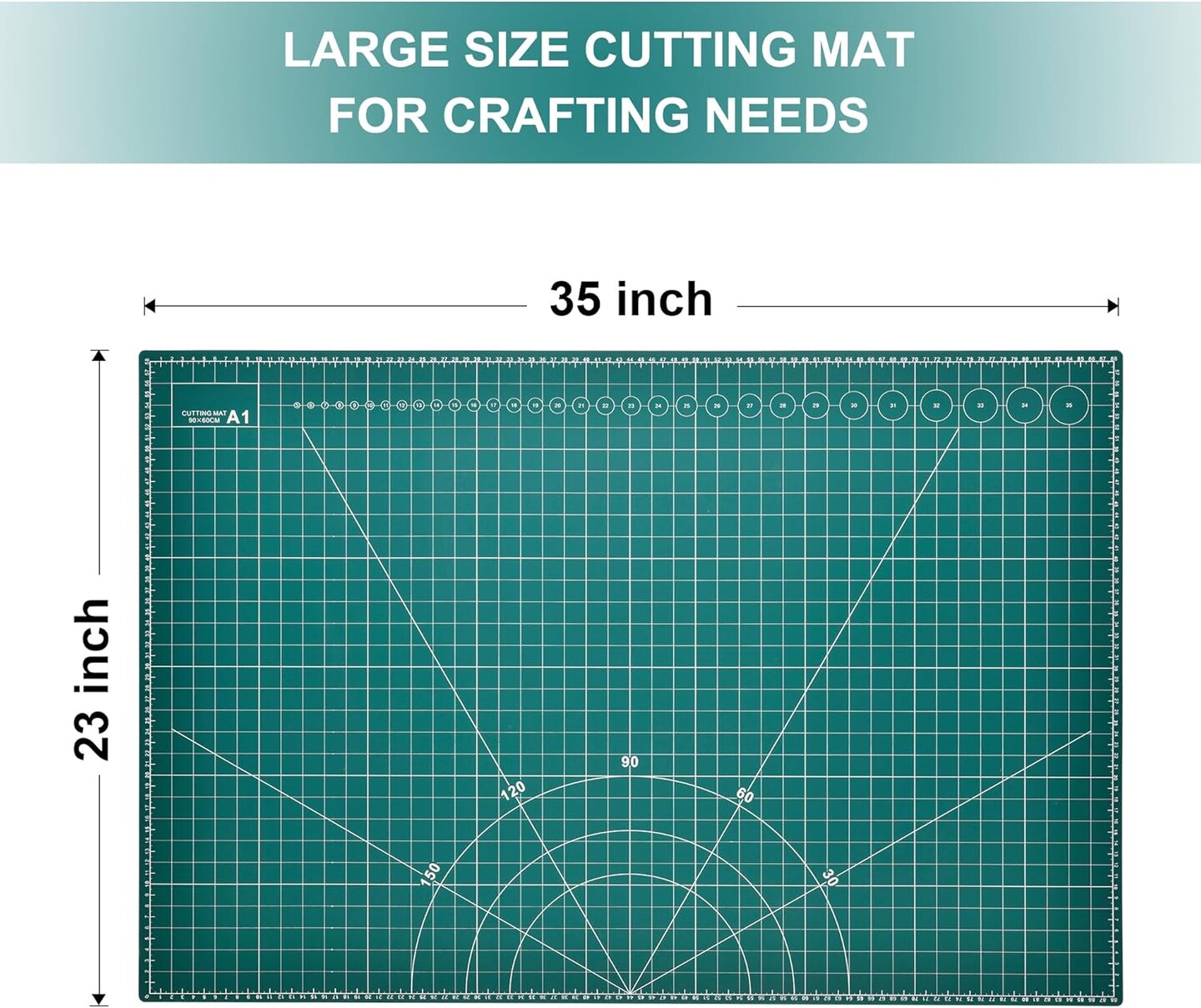 Cutting Mat, 23" x 35" Self Healing Cutting Mat, 5-Ply Craft Mat Green, Rotary Cutting Mat for Crafts, Fabric, Sewing, Quilting, Scrapbooking