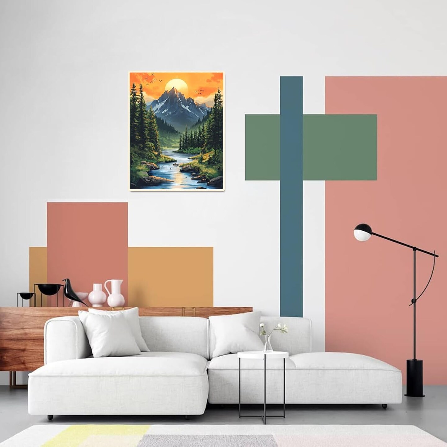 Mountain Paint by Numbers Kit for Adults Beginner Sunset