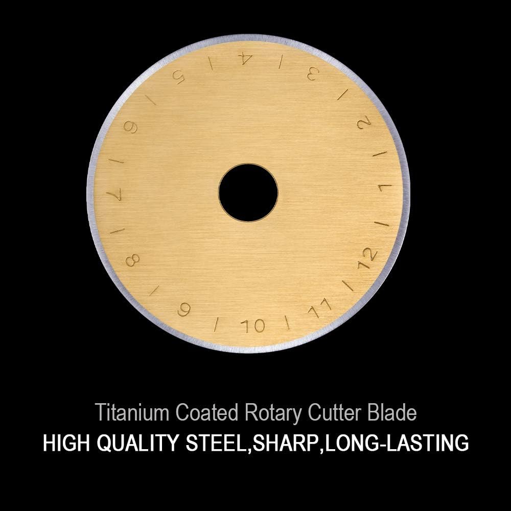 Titanium Coated 45mm Rotary Cutter Blades 15 Pack Fits Olfa, Fiskars, Replacement Rotary Blade for Arts Crafts Quilting Scrapbooking Sewing, Sharp and Durable