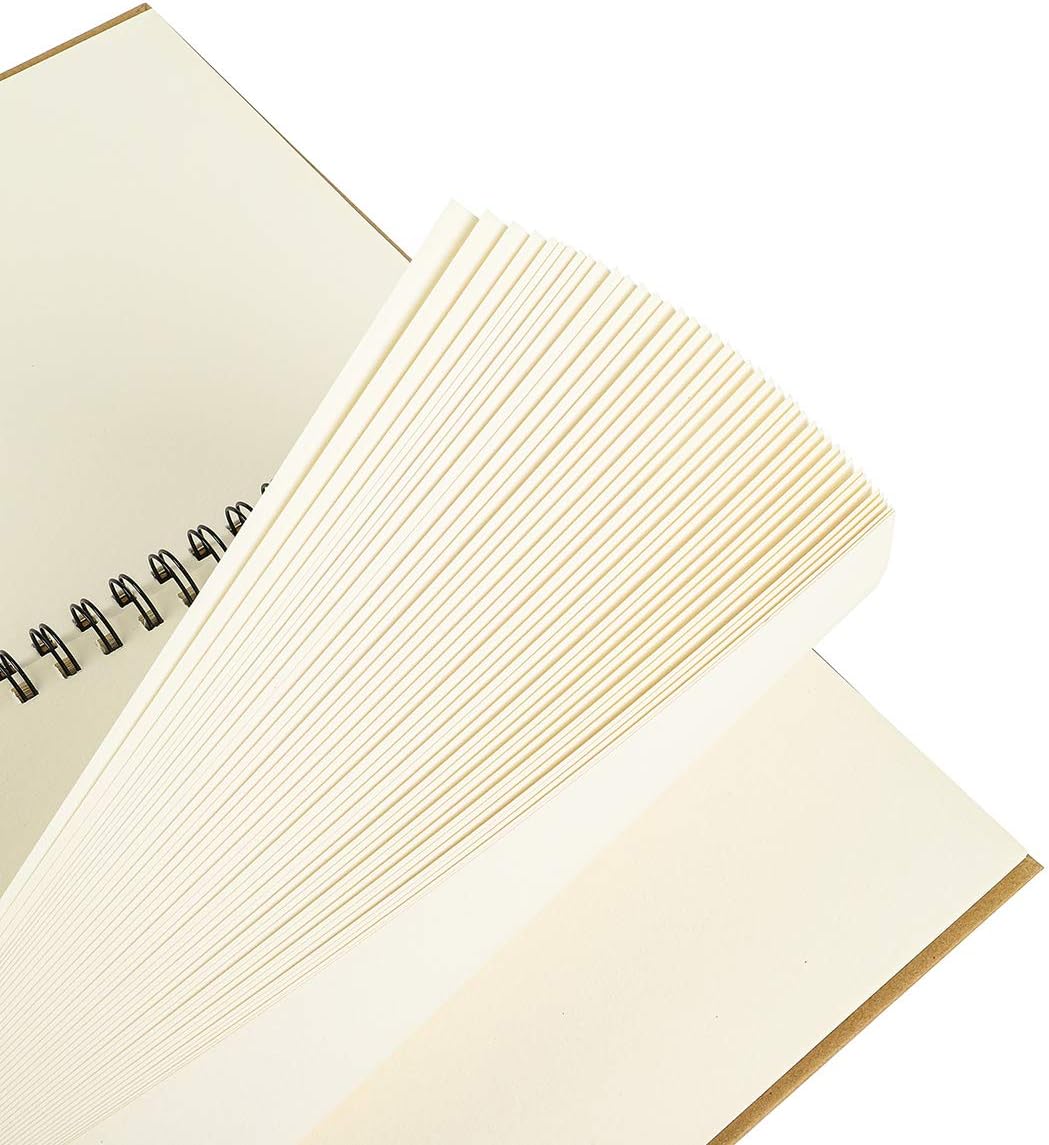 Spiral Sketchbook Pad, Blank Scrapbook, Art Drawing Book, 120 Pages/ 60 Sheets 140gsm (A4)
