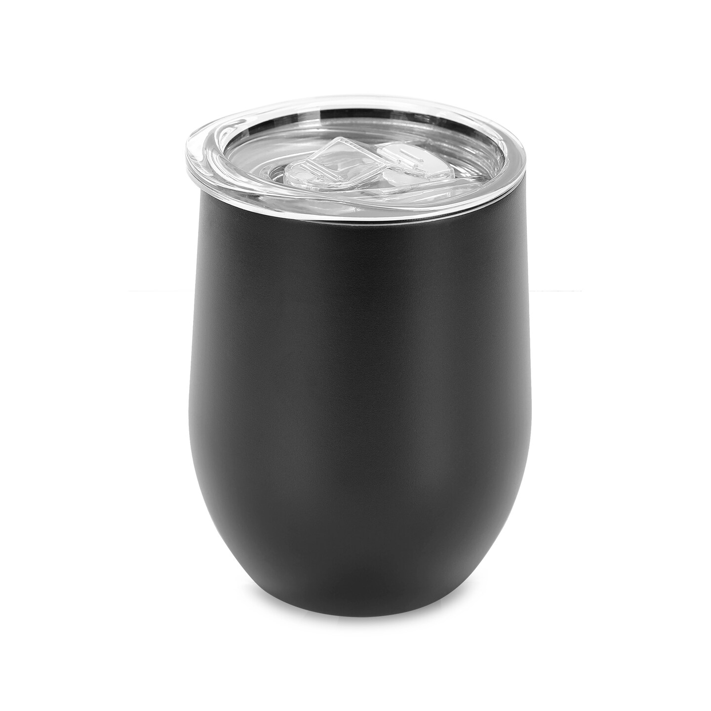 Makerflo 12 oz Powder Coated Wine Tumbler with Leak-Proof Clear Lid, Ideal for Craft and Personalization (Laser Engraving, UV DTF, Epoxy, and Vinyl)