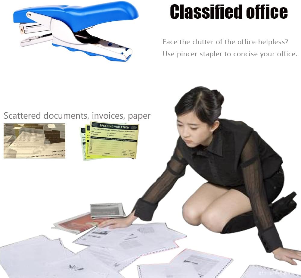 Stapler with 1000 Staples-Plier Stapler Save 60% Power,Good for Stapling at Home School or Warehouse (Blue Plier Stapler)