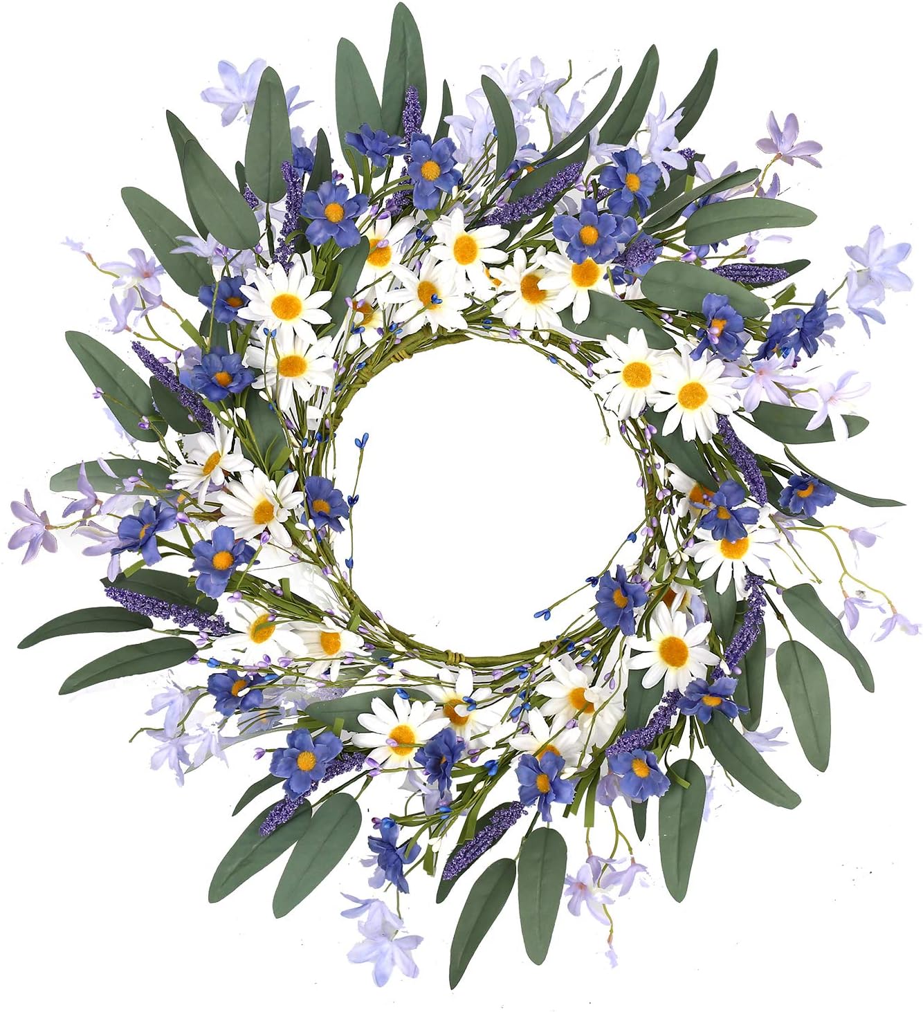 Spring Wreaths for Front Door Violet Blue and White Daisy