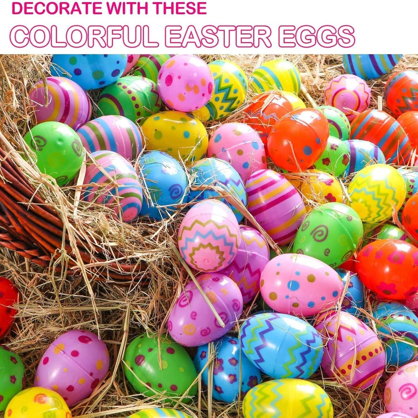 36PCS Plastic Easter Eggs Bulk, Fillable Painted Easter Egg Decoration, Easter Basket Stuffer for Easter Egg Hunt, Classroom Prize Supplies, Filling Treats and Party Favor