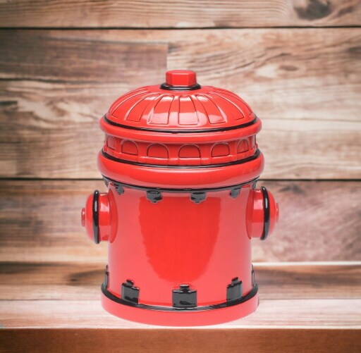Ceramic Red Fire Hydrant Cookie Jar, Gift for Fire Fighter, Fire Station Decor, Home Decor, Gift for Him, Gift for Her