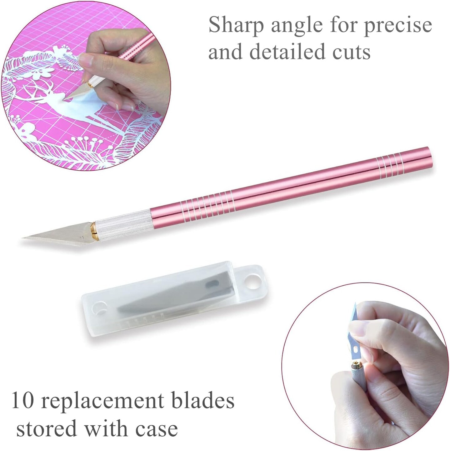 Rotary Cutter Set - 45mm Fabric Cutter, 5 Replacement Rotary Blades, A3 Cutting Mat, Quilting Ruler and Sewing Clips, Craft Knife Set, Ideal for Crafting, Sewing, Patchworking, Pink