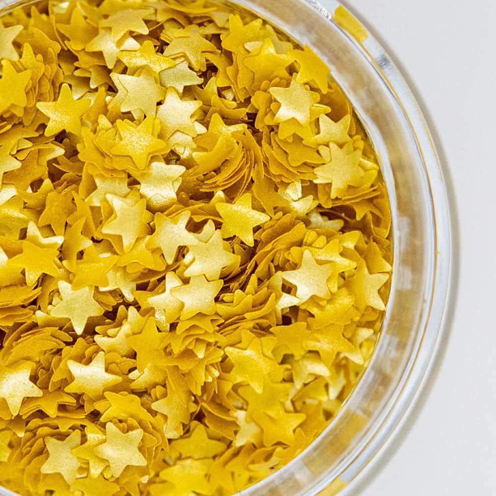 Metallic Gold Edible Star Glitter for Cakes – Vegan Shimmer Star Sprinkles for Cake Decorating, Baking, and Cupcake Toppings