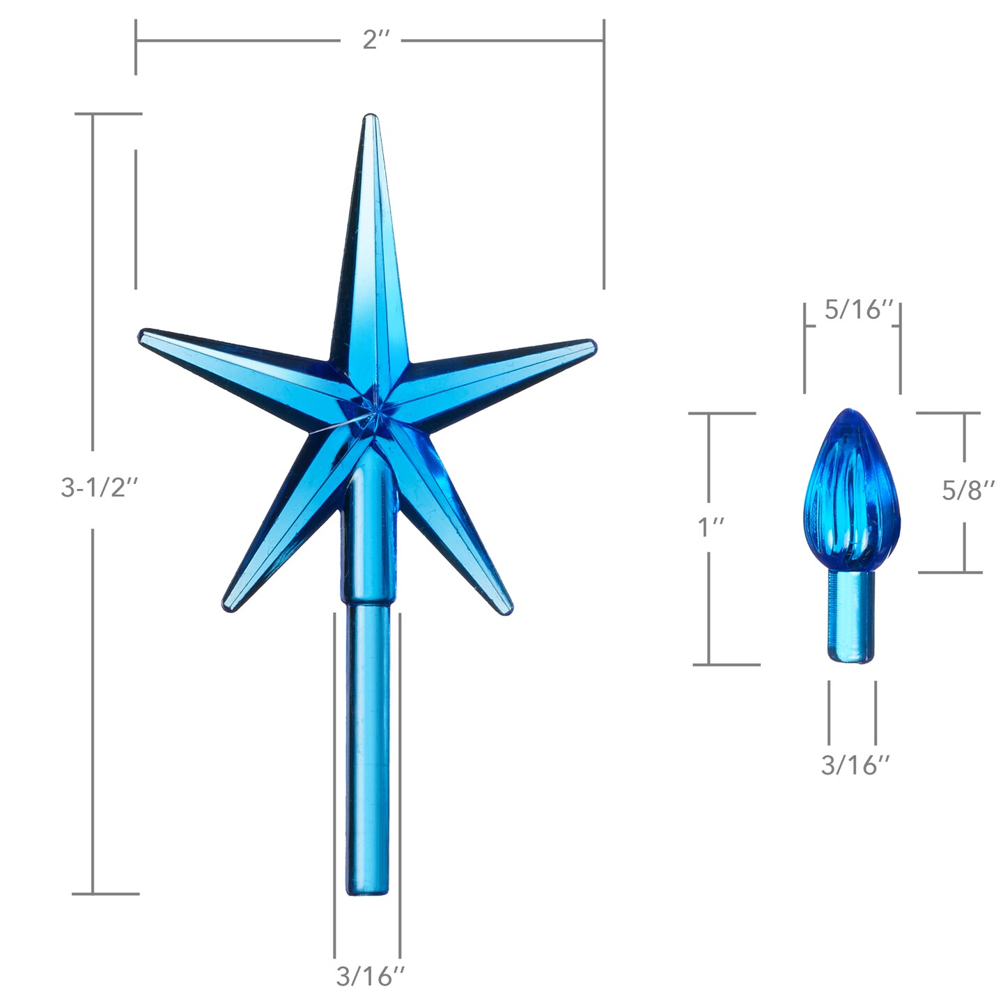 Casafield Ceramic Christmas Tree Replacement Lights - 108 Blue Bulbs and 3 Star Toppers