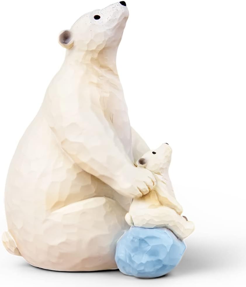 I Love You to The Moon and Back, Polar Bear Figurine Sculpted Hand-Painted, Collectible Figure Gift for Daughter Son Dad Mom Birthday Anniversary