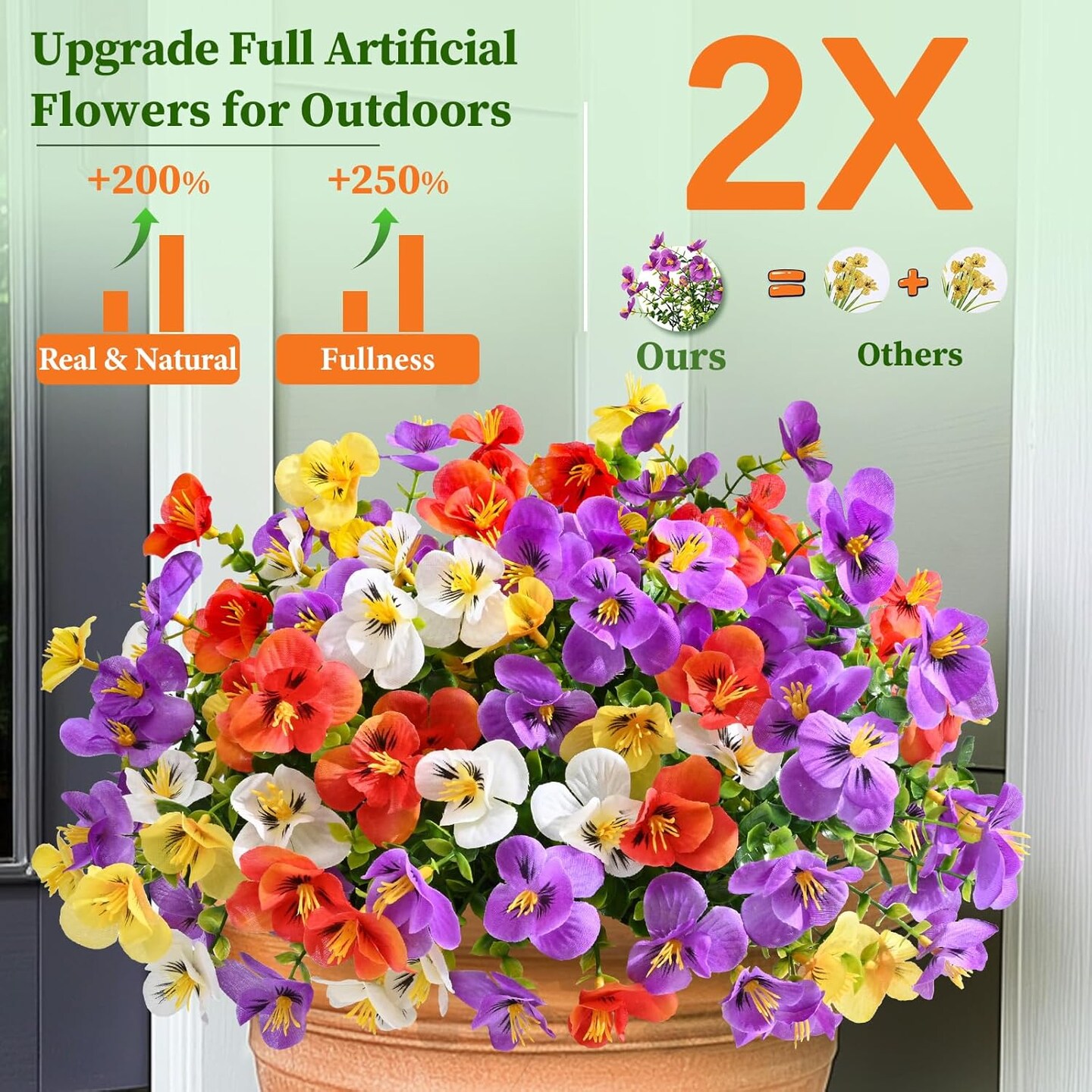 8 Bundles Look Real Artificial Flowers for Outdoors, UV Resistant Fake Outdoor Flowers Outdoor Artificial Flowers