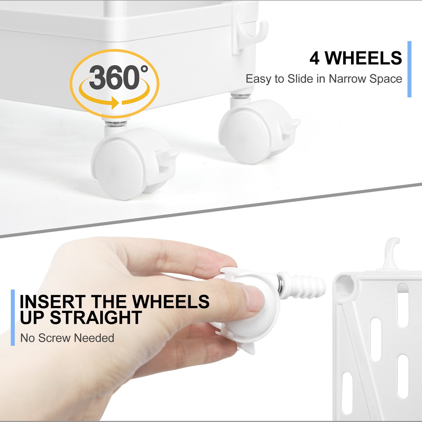 2pcs 2 - Tier Kitchen Slide Out Rolling Rack Storage Cart Organizer with Wheels